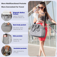 SUPROMOMI diaper tote features multiple insulated pockets for temperature-sensitive feeds