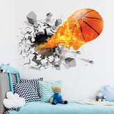 Supzone 3D basketball wall sticker closeup showing vivid sparks and depth for kids’ room fun