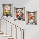 Supzone 3D Vase Wall Stickers three sheets provide lifelike depth for stylish decor.