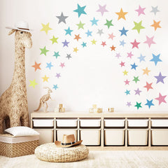 Supzone colorful boho stars on wall create playful playroom atmosphere.