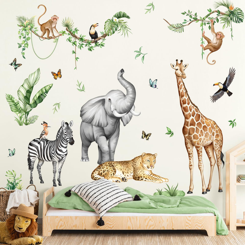 Supzone Jungle Safari giraffe wall decal energizes imaginative play space