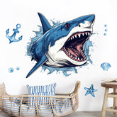 Supzone shark opening-mouth wall decal adds bold ocean energy to kids' rooms