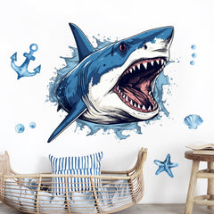 Supzone shark opening-mouth wall decal adds bold ocean energy to kids' rooms