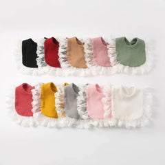 Surakey green bib with lace edge adds cute, dirt-resistant style