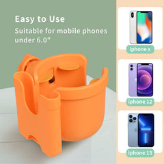 Close-up of tool-free installation on orange Suranew cup holder