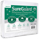 SureGuard crib mattress protector top view showing soft cotton surface protecting against spills and stains.