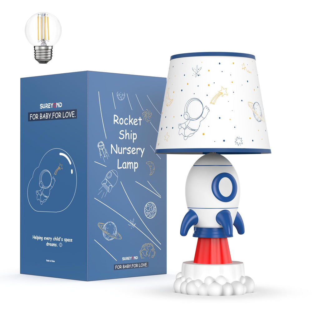 sureyond rocket lamp base showcases a sturdy resin rocket for safe, playful nursery decor.