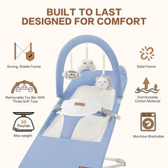 Susomx Baby Bouncer seat with baby enjoying cozy, ergonomic support