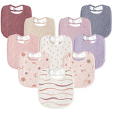 Susurration baby bibs pink nebula pack showing durable drool protection for outfits