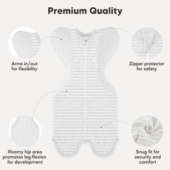 Susurration sleep sack open demonstrates easy diaper changes with two-way zipper