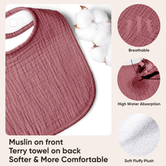 Susurration bibs adjustable-snaps offer growing-room fit for newborns to 36 months.
