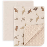 Susurration dinosaur cream front shows soft muslin with cozy texture for baby comfort