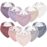 Susurration muslin baby bib pinkpurple front view showcases soft absorbent fabric for drool.