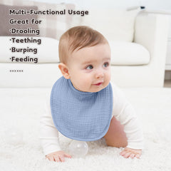 Susurration Muslin Baby Bibs absorbent front and plush backing for all-day dryness.