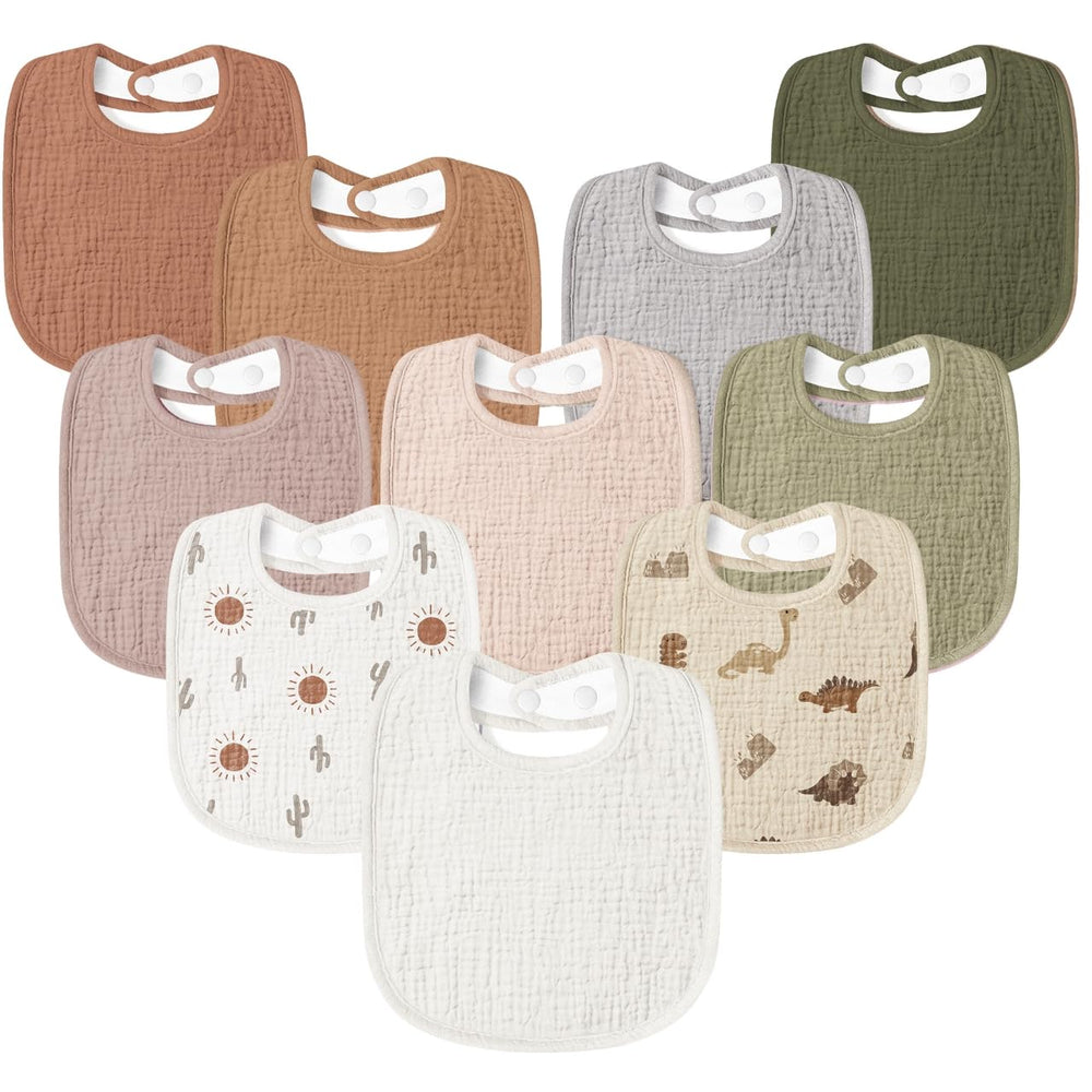 Susurration muslin baby drool bib adjustable snaps showcasing a snug fit and mess-control benefits