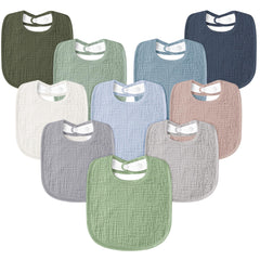 Susurration muslin baby drool bib blue pack—soft, absorbent bibs for everyday drool management.