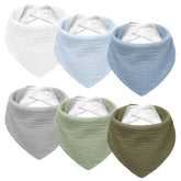 Susurration Muslin Baby Drool Bibs 6-pack pack shot shows unisex colors and soft fabric.