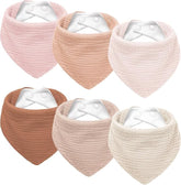 Susurration Muslin Baby Drool Bib front view showing adjustable fit keeps outfits dry.