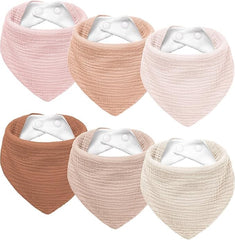 Susurration Muslin Baby Drool Bib front view showing adjustable fit keeps outfits dry.