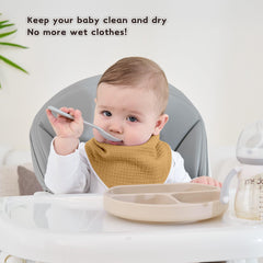 Susurration muslin baby drool bibs triangular shape with adjustable snaps for growing babies.