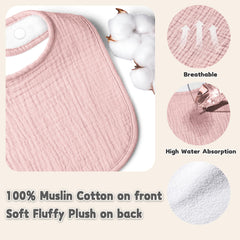 Susurration soft plush back bib highlights absorbency and skin-friendly comfort.