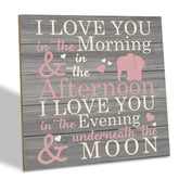 SUSZDOU Love Sign wood plaque on table for cozy nursery decor and keepsake