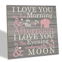 SUSZDOU Love Sign wood plaque on table for cozy nursery decor and keepsake