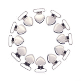Sutoyuen heart pacifier clip closeup with plastic teeth protecting fabric
