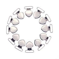 Sutoyuen heart pacifier clip closeup with plastic teeth protecting fabric