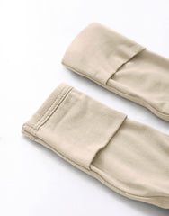 SUZEL fold-over mittens detail highlighting scratch-prevention feature