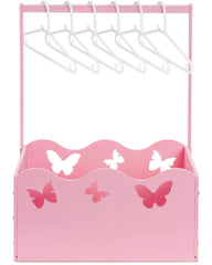 Suzile pink butterfly wooden crate with handle, perfect for storing baby shower gifts.