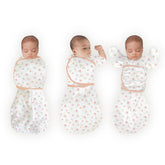 SwaddleDesigns Omni Swaddle Sack arm-up hands-on-chest demonstrates self-soothing potential.