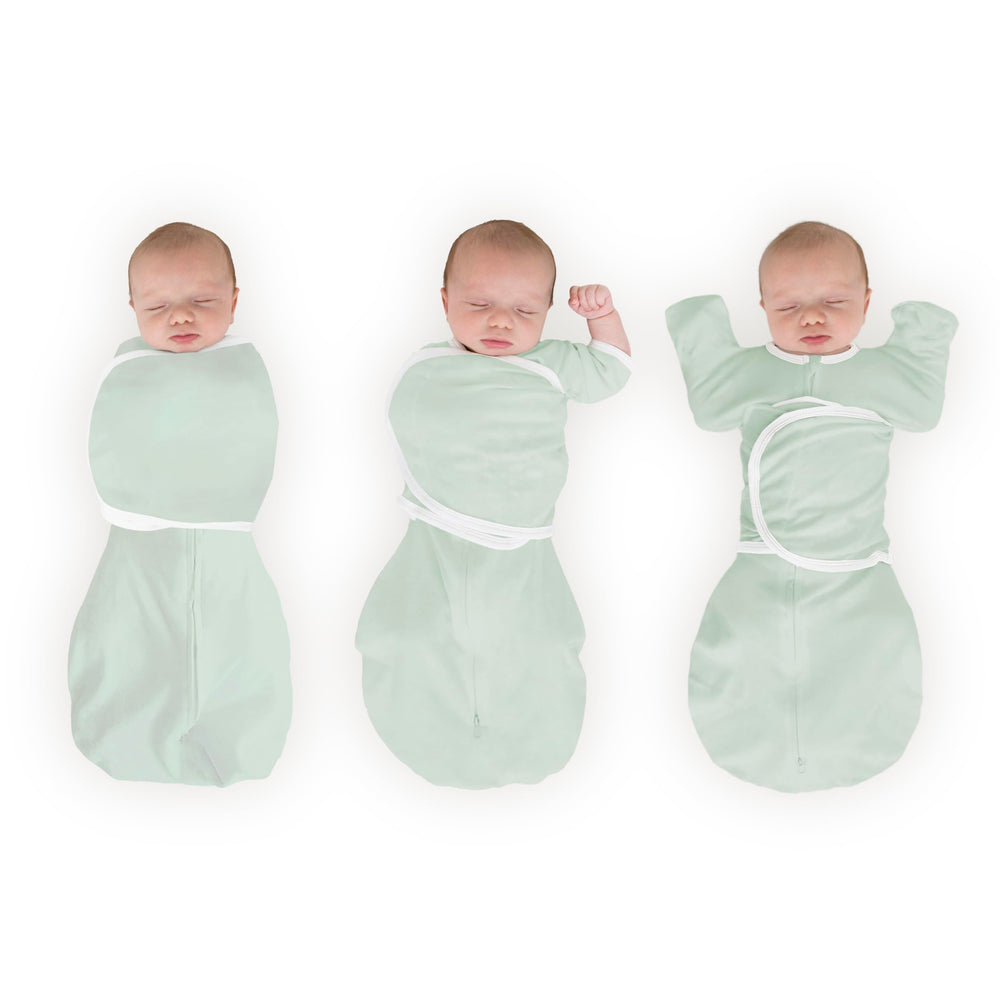 SwaddleDesigns Organic Omni Swaddle Sack arm-up sleeves for newborn comfort and secure wrap.