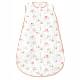 SwaddleDesigns sleep sack watercolor peachy pink floral shows breathable cotton for baby's calm naps.