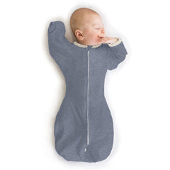 SwaddleDesigns Transitional Swaddle Sack arm-up half-sleeves denim promotes self-soothing and safer sleep
