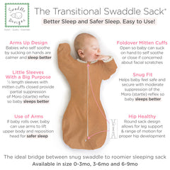 SwaddleDesigns Transitional Swaddle Sack mitten cuffs closed for gentle reflex support
