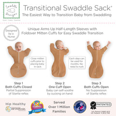 SwaddleDesigns Transitional Swaddle Sack two-way zipper detail enables quick diaper changes.