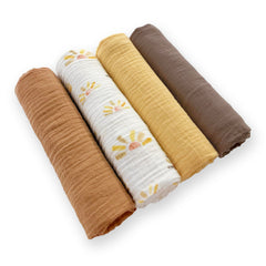 SwaddleDesigns watercolor sunny days swaddle setup demonstrates easy to learn steps