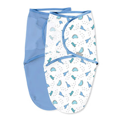 SwaddleMe Dino Tracks pack front view promotes calm, snug womb-like support.