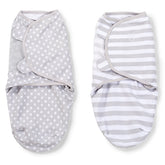 SwaddleMe Original Swaddle small Grey Dot Stripe packaged for quick newborn prep.