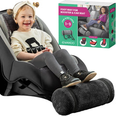 Swanoo car seat foot rest closeup demonstrates plush comfort for tiny feet on trips.