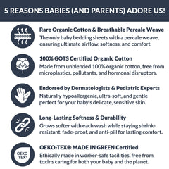 Sweave GOTS-certified label close-up emphasizing organic safety for baby skin.