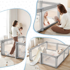 Sweeby Baby Playpen shows spacious 59x59 inch footprint