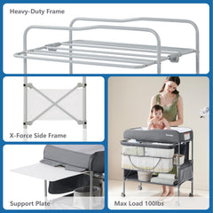 Sweeby mobile nursery organizer with two shelves and basket for essentials