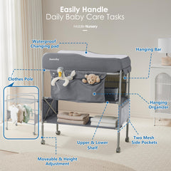 Sweeby changing table height adjustable for comfortable diaper duty
