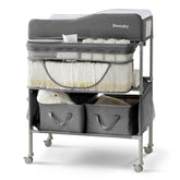 Sweeby portable changing table folded for compact storage and mobility.