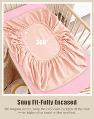 Sweet Dolphin 52x28 crib sheets mattress-fit elastic-hem showing secure edge.