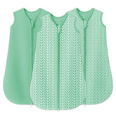 Sweet Dolphin baby sleep sack green front view with breathable cotton for year round comfort.