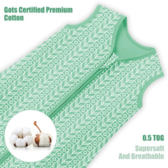 Sweet Dolphin sleep sack green zipper close-up showing easy two-way diaper changes.