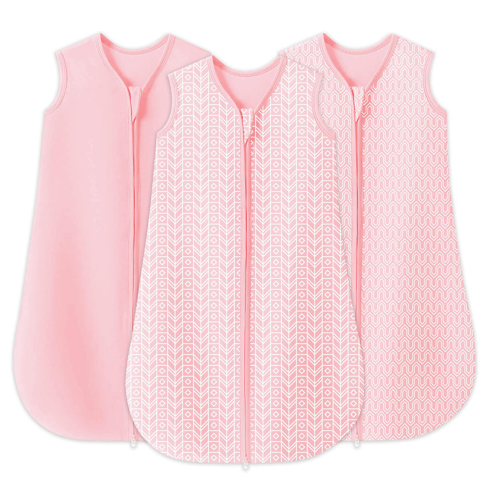 Sweet Dolphin baby sleep sack pink front view for cozy cotton comfort.